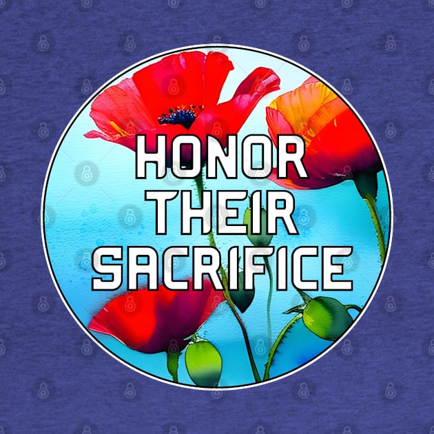 Honor Their Sacrifice Memorial with Red Poppy Flowers Pocket Version (MD23Mrl006d) by Maikell Designs